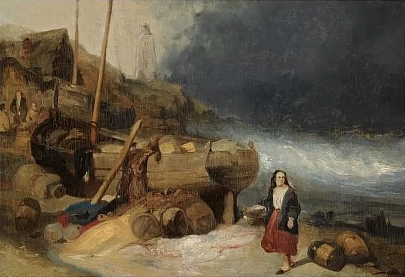 Wijnand Nuyen-42-pescatori vicino a una nave arenata